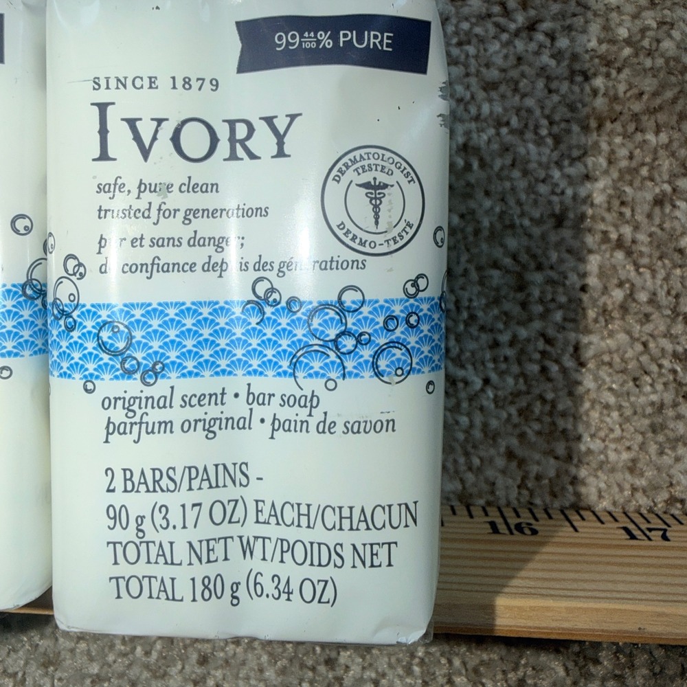 Ivory Original Scent Bar Soap 3.17oz 6 Bars Total 3 Packs of 2 99.44% Pure New - Picture 7 of 7